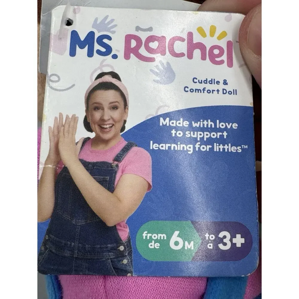 Ms. Rachel Doll Plush 10” Stuffed Toy In Pink Shirt & Blue Overalls GUND